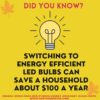 Did you know? Switching to energy efficient LED bulbs can save a household about $100 a year.