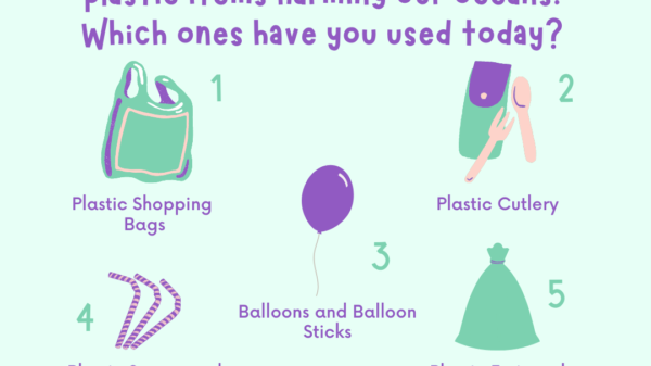 Did you know? These are the top five everyday plastic items harming our oceans. Plastic shopping bags, plastic cutlery, balloons and balloon sticks, plastic straws and drink stirrers, and plastic fruit and vegetable bags. Which one’s have you used today?