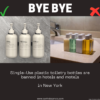 Single-use plastic toiletry bottles are banned in hotels and motels in New York.