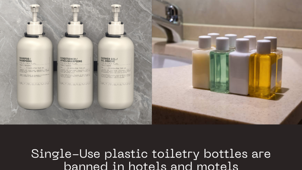 Single-use plastic toiletry bottles are banned in hotels and motels in New York.